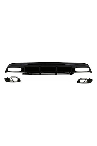 Mercedes W176 16-18 A45 Uyumlu Yedek Parça Difüzör & Egzoz Seti Parlak Siyah - Siyah Egzoz İle Amg Paket İçin