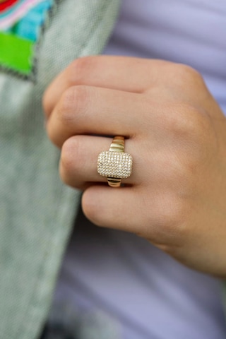 Çgk Kuyumculuk Taşlı Baget Tarzı Altın Yüzük Gold