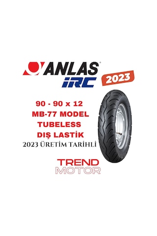 90 x 90 - 12 TUBELESS MB77 DIŞ LASTİK MOTOSİKLET - ANLAŞ IRC 2023
