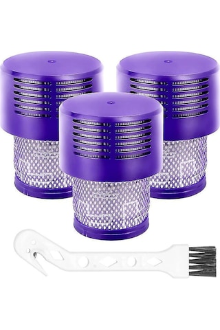 Geeroyoo V10 Sv12 Uyumlu Yedek Hepa Filtresi - Yüksek Emme Gücü, Yıkama Ve Tekrarlı Kullanım, Temizleme Fırçasıyla 3 Adet