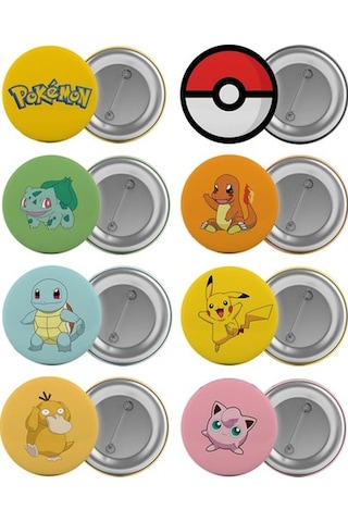 Pokemon Çanta Rozeti Seti 8 Adet En Büyük Boy 5.8Cm Iğneli Broş Pokemon Çanta Rozeti Seti 8 Adet En Büyük Boy 5.8Cm Iğneli Broş