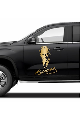 Mustafa Kemal Atatürk Silüet - Atatürk Imza Sticker - Araba Oto Motosiklet Karavan Araç Sticker Etiket - 00565 12x9 Cm