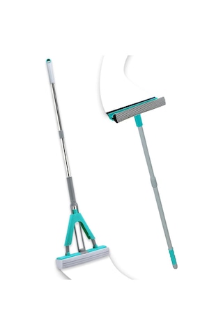 Pony Pratik Paspas 2'li + Teleskopik Saplı Cam Sileceği Mop Temizlik Seti
