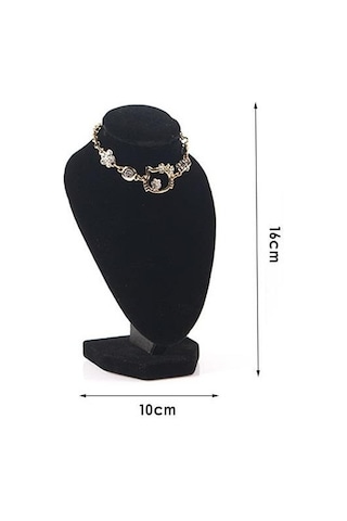 Dik Kadife Kumaşlı Kuyumcu Showroom Vitrin Takı Aksesuar Standı 10cm X 16cm Siyah