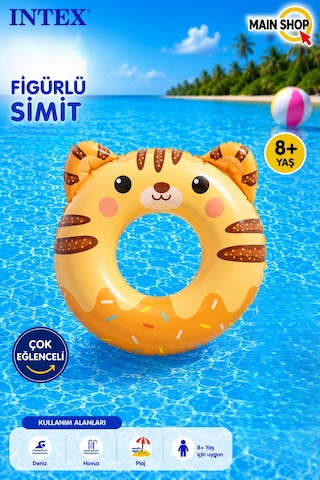 Mainshop Intex Hayvan Figürlü Deniz Simidi - Havuz Simidi Şişme Simit 8+ Yaş M-59266