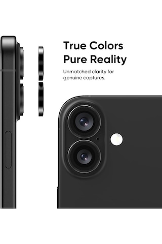 Apple Uyumlu iPhone 16 / 16 Plus Kamera Lens Koruyucu Siyah