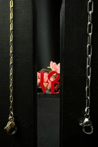 Paperclip Model Gold-silver Çelik Çift Bileklik Seti Love Serisi Çok Renkli
