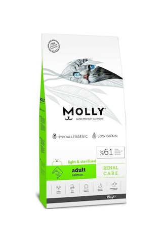 Molly Light Sterilised Somonlu Kısırlaştırılmış Yetişkin Kedi Maması 15 KG
