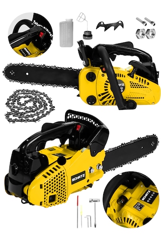 Schatz 25cc Mini Benzinli Testere Ağaç Odun Dal Budama Ve Kesme Testeresi Hızar Motoru 35cm Testere Sarı