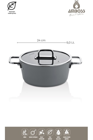 Amboss Sera Nova 7 Parça Seramik Tencere Tava Seti Gri