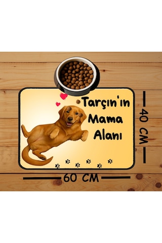 Özel Fotoğraf Ve İsimli Kedi Köpek Mama Paspası Ve Mama Önü Tuvalet Önü Paspas 40x60cm Çok Renkli