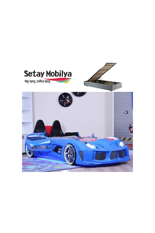 Setaymobilya Bazalı Arabalı Yatak , Audi V7 , Kapıları Açılan Full+ Full Ledli