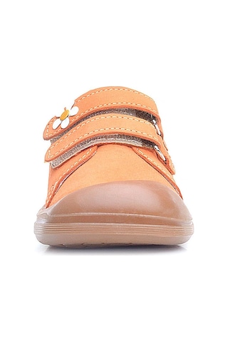 Rakerplus Sonic Hakiki Deri Turuncu Cırtlı Çiçekli Kız Bebek Sneaker Ayakkabı Turuncu