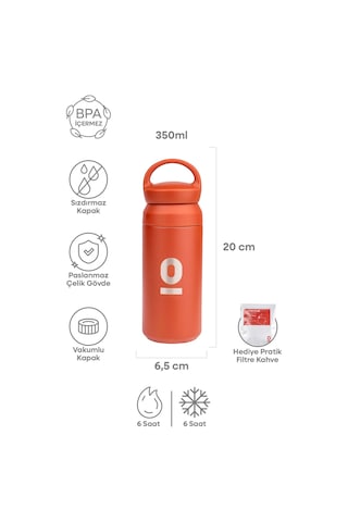 Paslanmaz Çelik Tutacaklı Kırmızı Termos 350 ML No:34