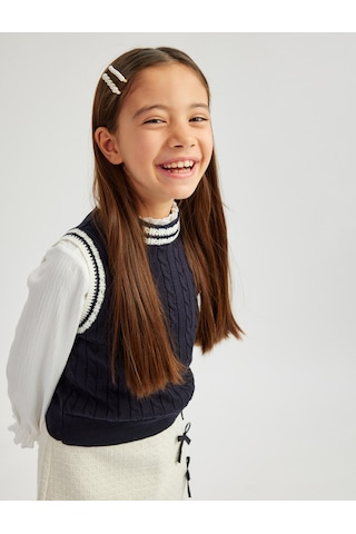 Koton Bisiklet Yaka Kolsuz Çizgili Triko Süveter Lacivert 5skg90055ht Lacivert