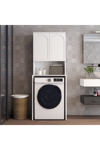 Lyon Çamaşır Makinesi Dolabı V102 - Beyaz Beyaz