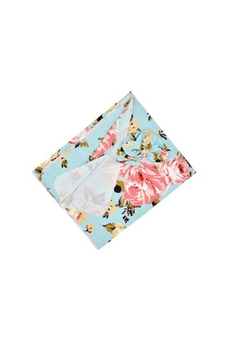 Maiyame Yeni Doğan Bebeği Sarma Battaniyesi Ve Şapka Seti - Poliester Elbise - 86x137 Cm - Mavi Büyük Çiçek Desenli 190702 Mavi