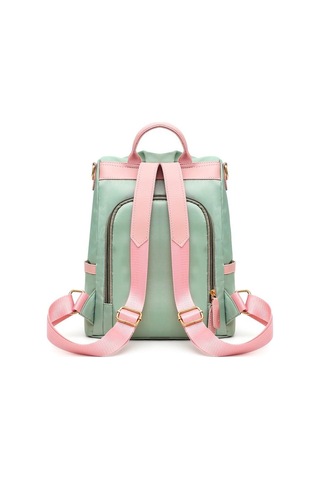 Pembe Yogodlns Kadın Kızın Patchwork Kontrast Renk Naylon Sırt Çantası Seyahat Okul Çantası Omuzdan Askili Çanta Sırt Çantası Sırt Çantası Yeni Pembe