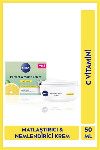 NIVEA Perfect&Matte Matlaştırıcı Gündüz Yüz Bakım Kremi C Vitamini Eşit Cilt Tonu Nemlendirici 50 ML
