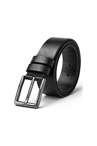 Bürke Erkek Siyah Renk Metal Tokalı %100 Deri Kemer 4-4,5 cm