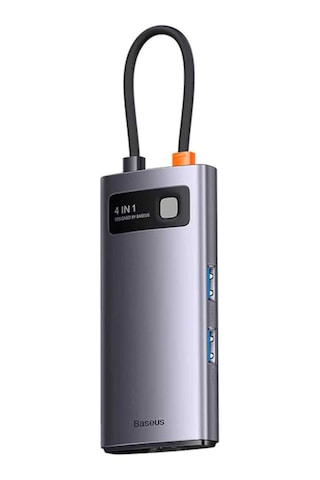 Baseus Metal Gleam 4In1 Multifonksiyonel Type-C Hub Adaptör Dock-Gri (551193205)