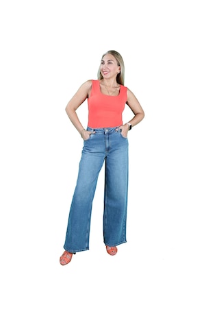 Orta Mavi Geniş Paça Jeans Orta Mavi