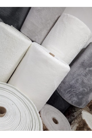 Post Halı Beyaz Tüylü Peluş Kaymaz Taban Kesme Yolluk