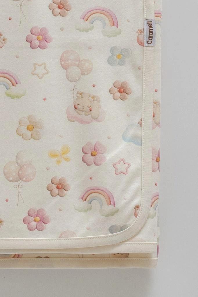 Caramell 3'lü Bebek Seti Pamuk 80x90 CM 1 Müslin Battaniye + 1 Penye Battaniye + Emzik Askısı Hediyelik Gülkurusu Crml.gkrs.btk2207 Gülkurusu