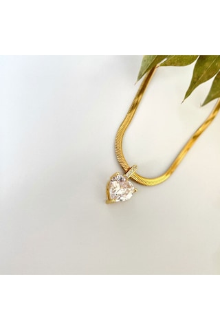 Kalp Uçlu İtalyan Zincir Çelik Kolye