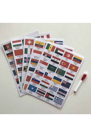 Ülkelerin Bayraklarını Ve Başkentlerini Öğreniyorum Seti Kalem Hediyeli