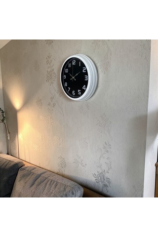 Almira Duvar Saati White Contrast 40 Cm Metal Duvar Saati Beyaz