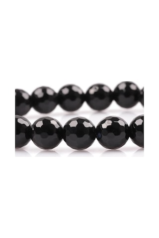 Tesbih Sakarya Fasetli Parlak Oniks Doğaltaş Unisex Bileklik Siyah