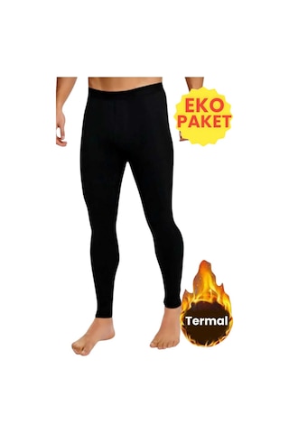 Tezzgelsin Erkek Ekonomik Termal Tayt Uzun Sporcu Taytı SiYAH