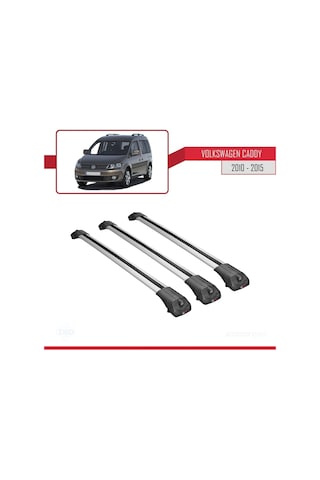 Volkswagen Caddy 2010-2015 Arası İle Uyumlu Ace-1 Ara Atkı Tavan Barı Gri 3 Adet Bar