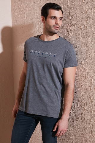 Buratti Baskılı Bisiklet Yaka Pamuklu Slim Fit Erkek T Shirt 541Dprtmnt24 Antrasit