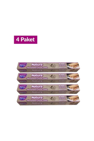 Natura Ağartılmamış Hazır Kesilmiş Pişirme Kağıdı 10 Lu 4 Paket