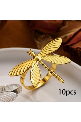 Homyl 10 Adet Yusufçuk Peçeteli Yüzükler Peçete Tutucuları Altın