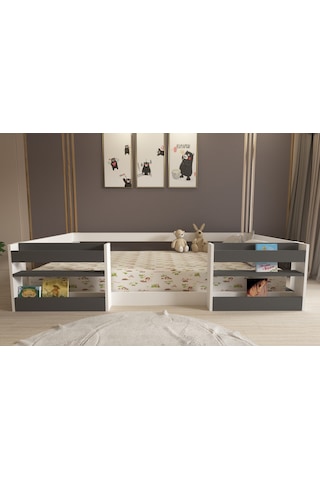 Herseycik Ninnimo Montessori 90X190 Yatak Uyumlu Karyola M6-14 Antrasit - Beyaz