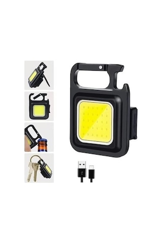 Led Mini Anahtarlık Şarjlı Çok Fonksiyonlu Outdoor Taşınabilir Fener Siyah