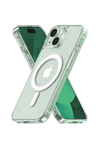 Apple Iphone 15 Uyumlu Sararmaz Sert Şeffaf Magsafe Özellikli Kılıf Şeffaf