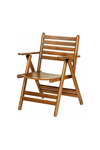 Motoryagmarket Antalya Katlanabilir Ahşap Bahçe Balkon Sandalyesi -Kolçaklı Ceviz