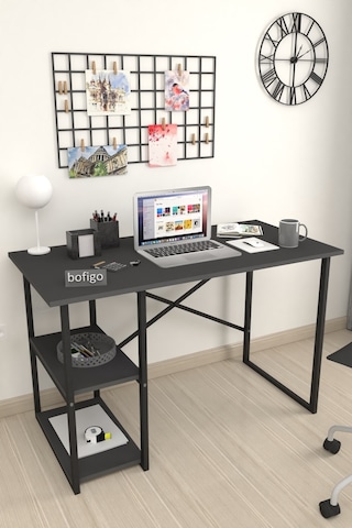 Bofigo 2 Raflı Çalışma Bilgisayar Masası 60 x 120 CM Antrasit