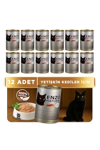 Enzo Natural Kuzu Etli Konserve Yaş Kedi Maması 410 Gr X 12