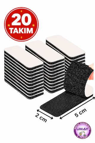 20 Takım Halı Kilim Koltuk Örtüsü Tablo Sabitleyici Arkası Yapışkanlı Cırt Cırt Bant En:2cmxboy:5 Cm