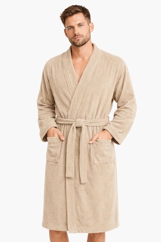 Kimono Yaka Unisex Pamuklu Tek Kişilik Bornoz Bej - 197.00 Çok Renkli