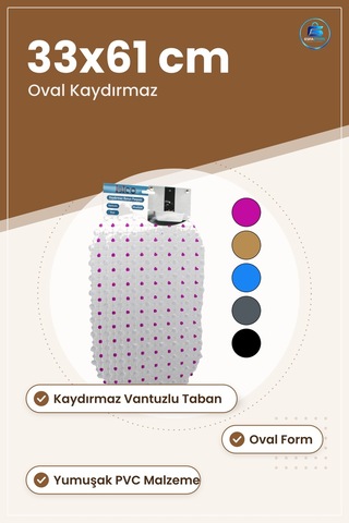 Oval Pvc Kaydırmaz Banyo Paspası Vantuzlu 33x61 Cm Duruş Yumuşak çok renkli