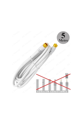 F Konnektörlü 5 Metre RG6/U Coaxial Hazır Uydu Anten Kablosu