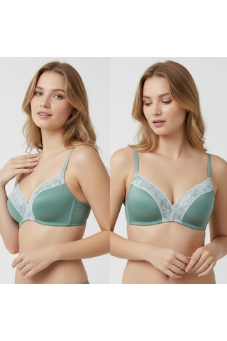 Bonbon Kadın Balensiz Yeşil Renk Rib Soft Bra Sütyen Bb2449