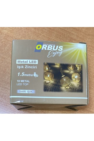 Orbus 10 'lu Metal Top Led 1,5mt Sarı Işık Usb'li Yılbaşı Süsü