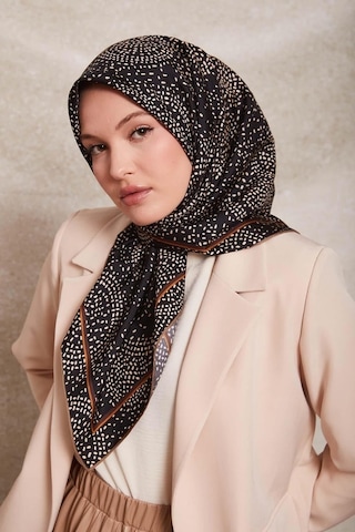 Levidor Noktalı Daireler Baskı Twill İpek Eşarp-0933 Siyah